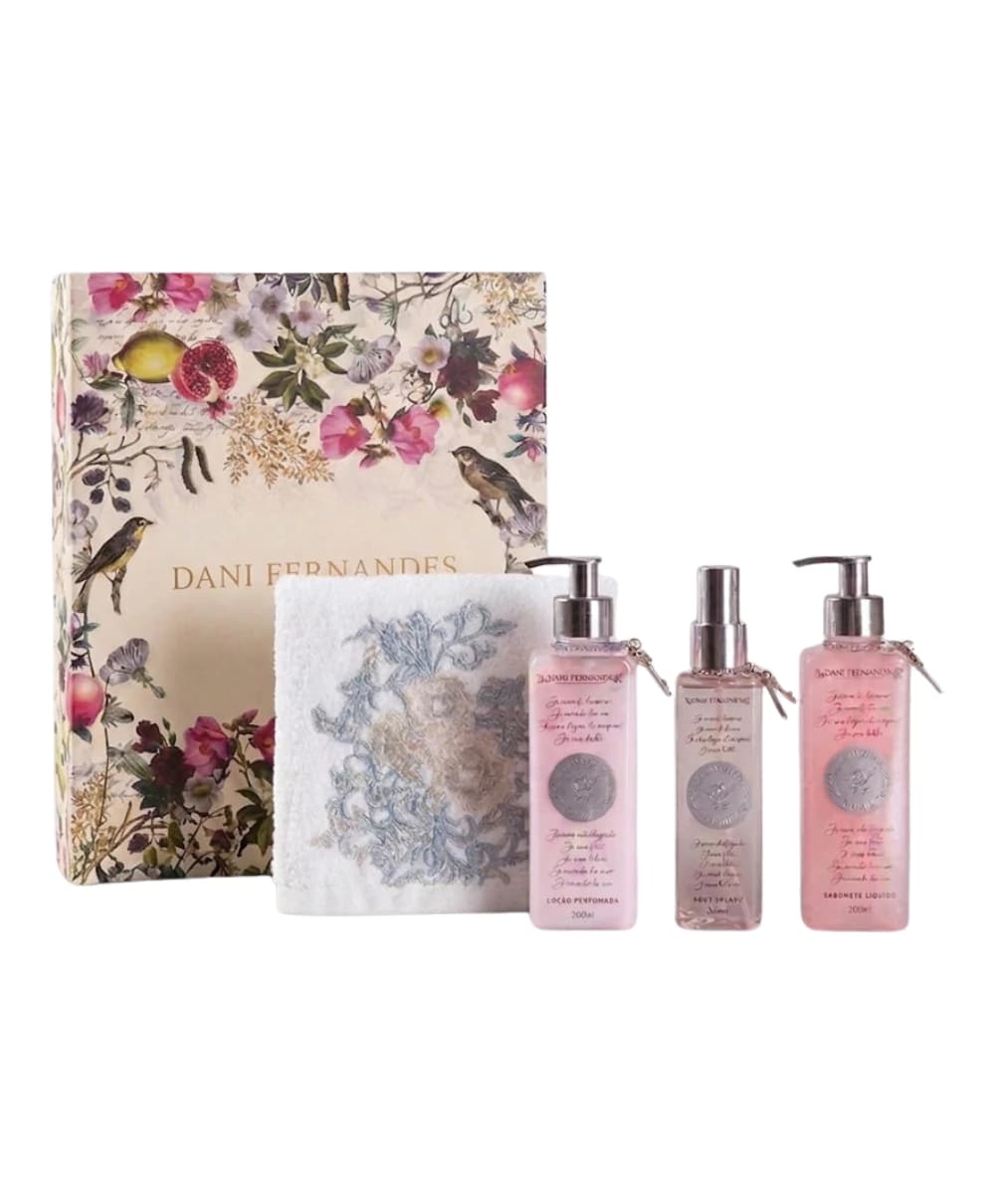 Body Splash + Loção Perfumada + Sabonete Líquido + Toalha Bordada e Embalagem para Presente L'amour de Soi | Dani Fernan