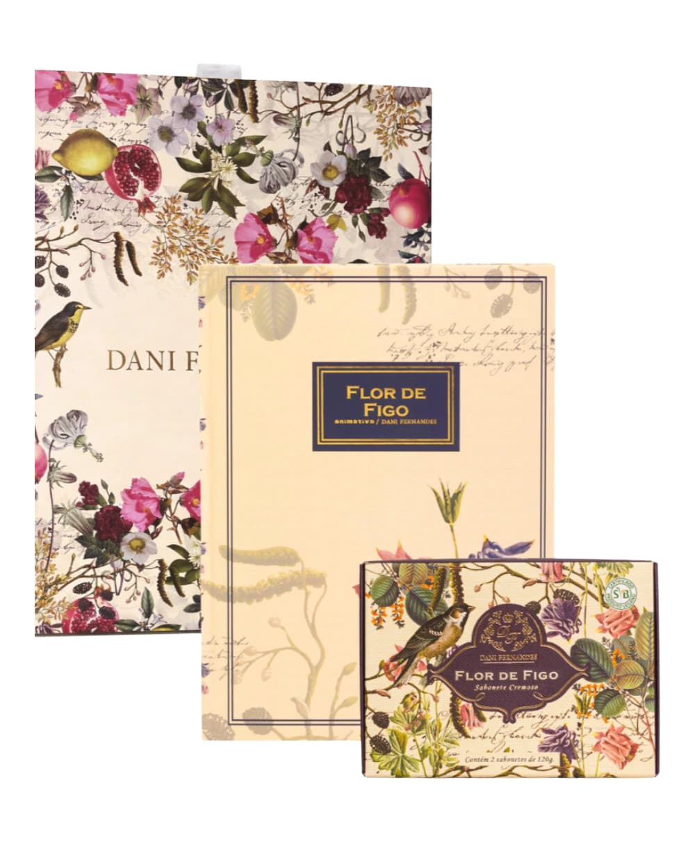 Caderno Perfumado 160 Folhas + Sabonete em Barra Flor de Figo 2 unid | Dani Fernandes