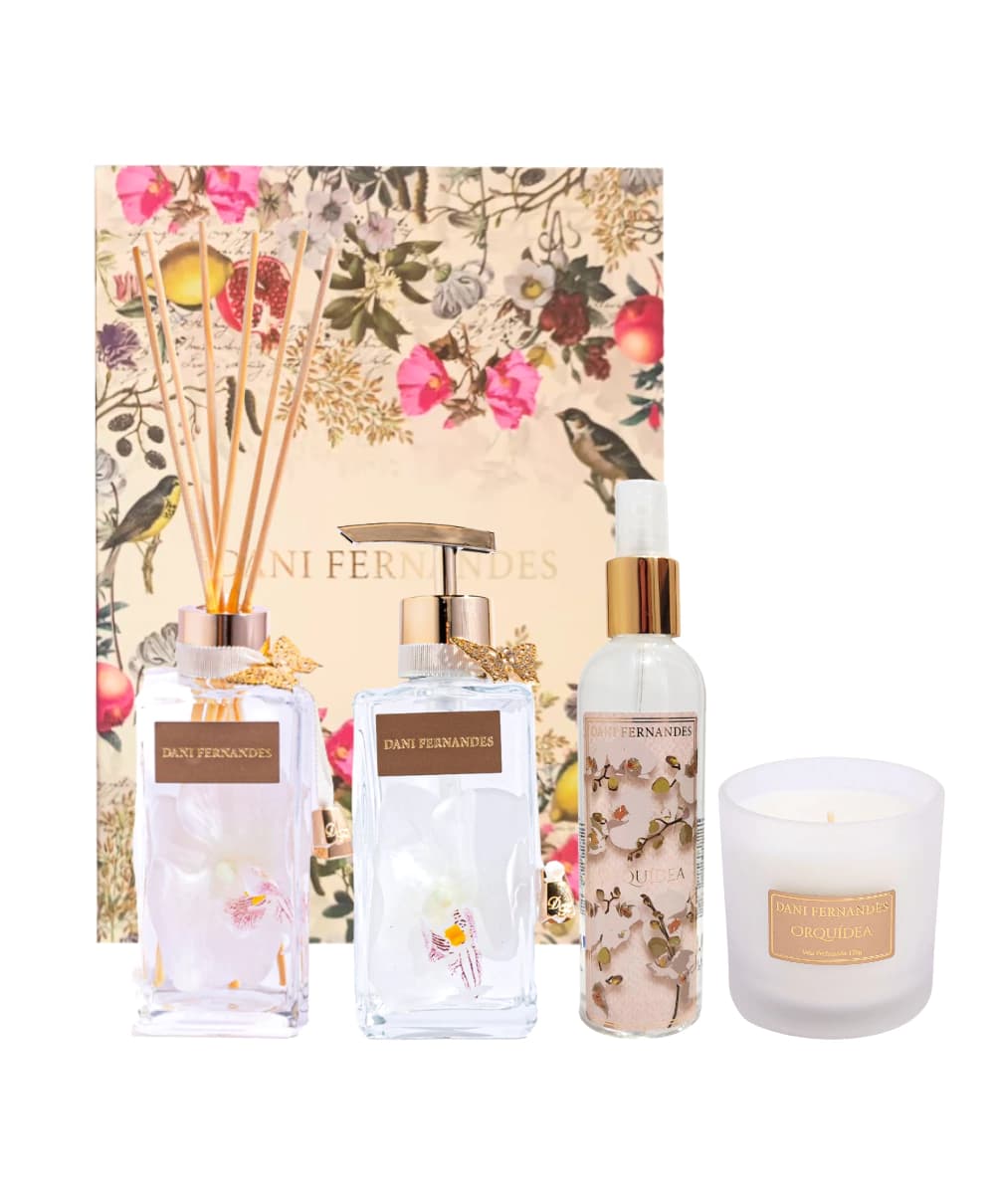 Difusor + Sabonete + Home Spray e Vela Orquídea com Embalagem de Presente | Dani Fernandes